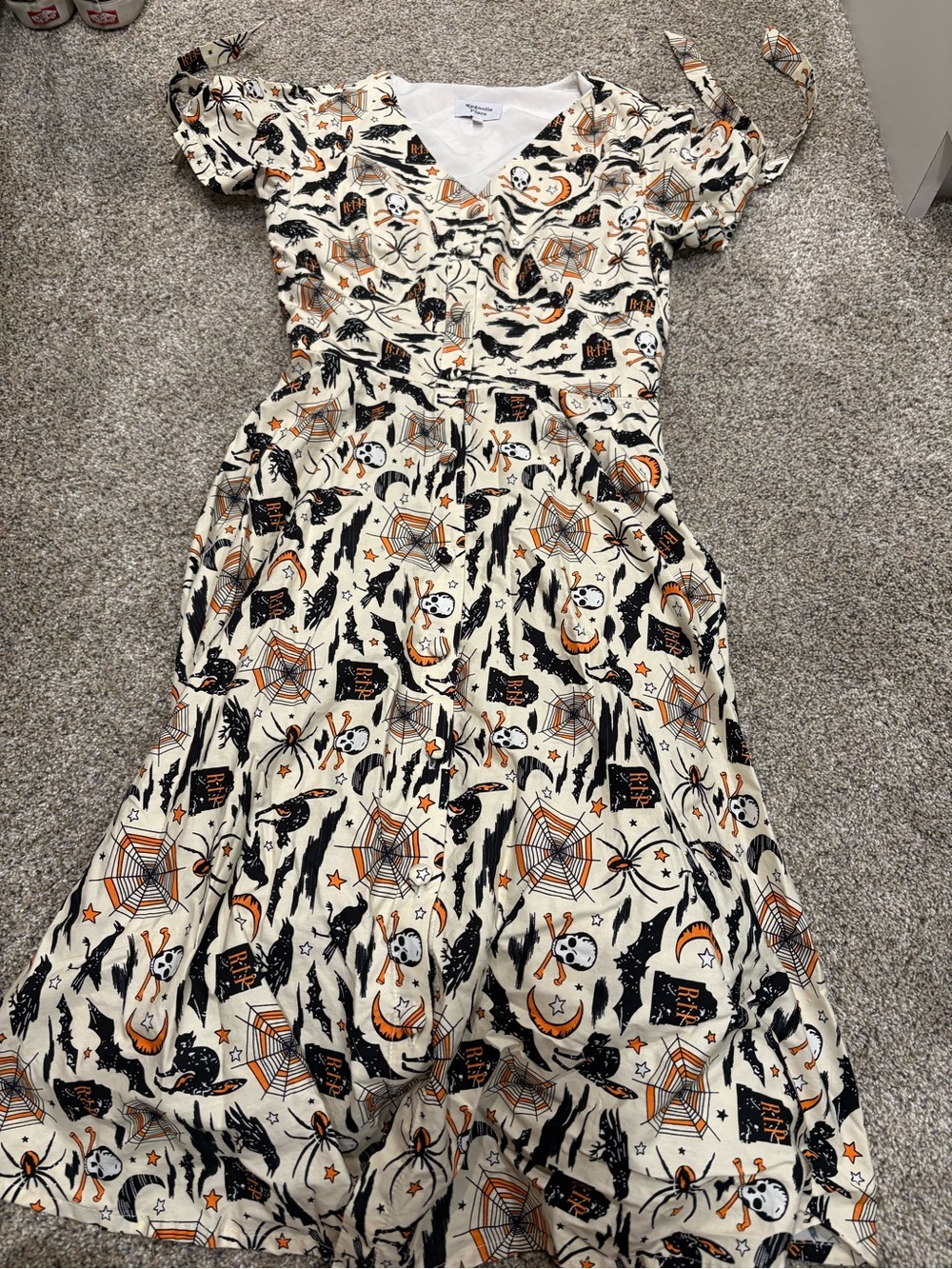 Halloween Print Cream & Orange Women's Dress